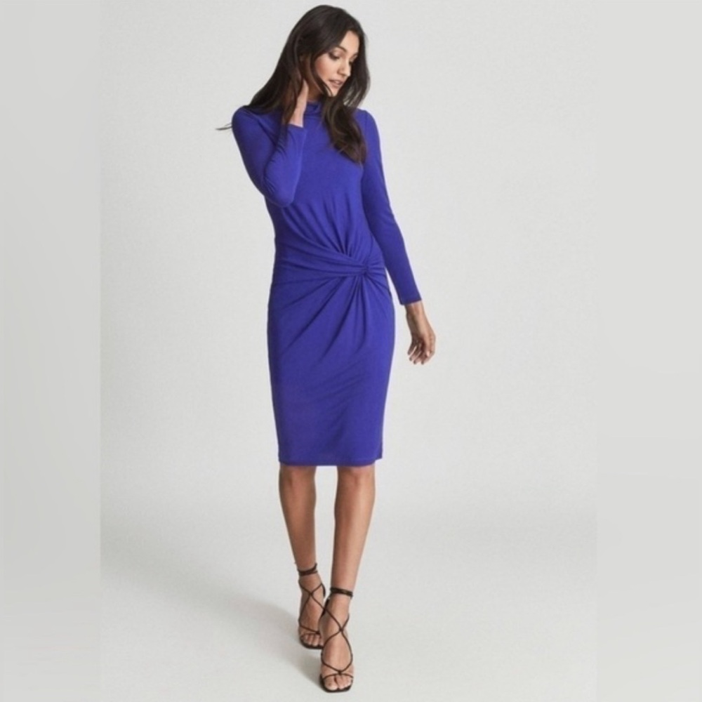 NWT REISS Freya-twist Bodycon Dress in Cobalt Blue In Size 8